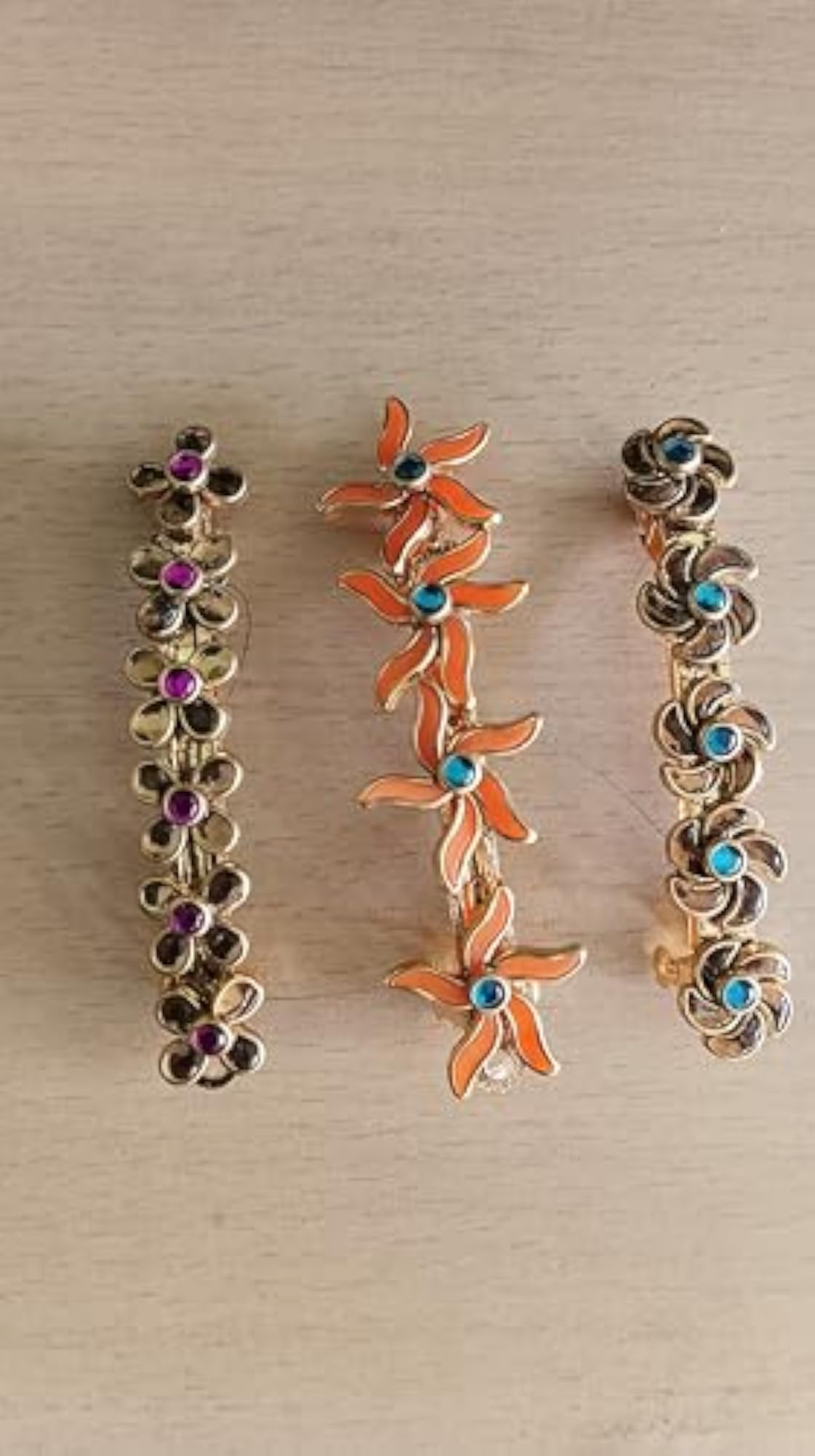 Fancy Stone Hair Clips Set of 3, Multicolour